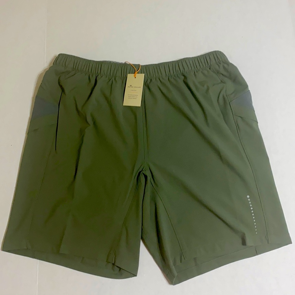 New Men’s Peter Millar Military Green Training Shorts Size Large